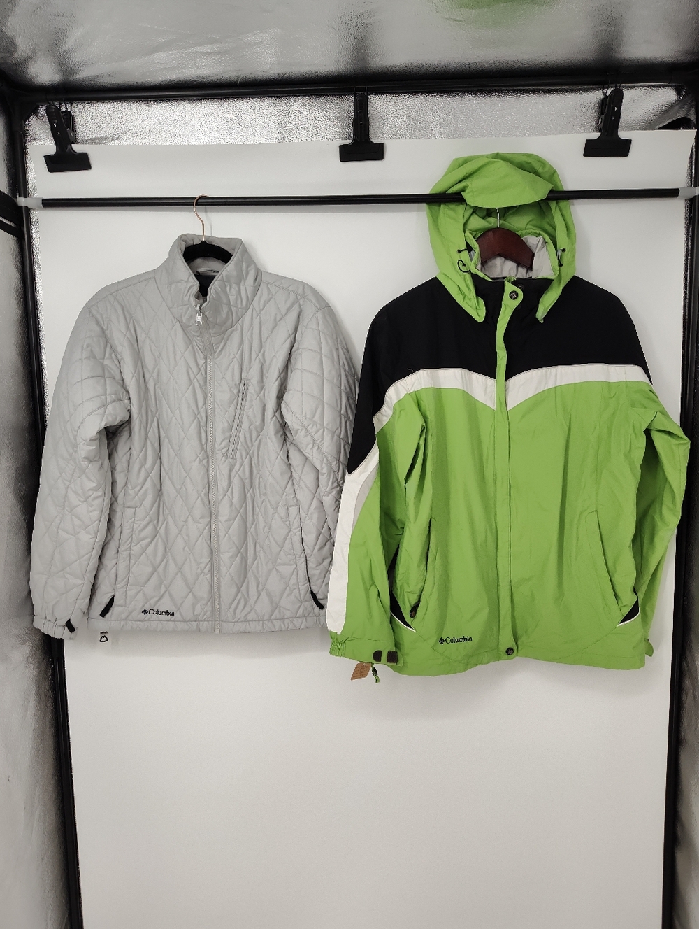 Columbia 3 In 1 Women's Lime Green, Black, & White Hooded Jacket Size Large